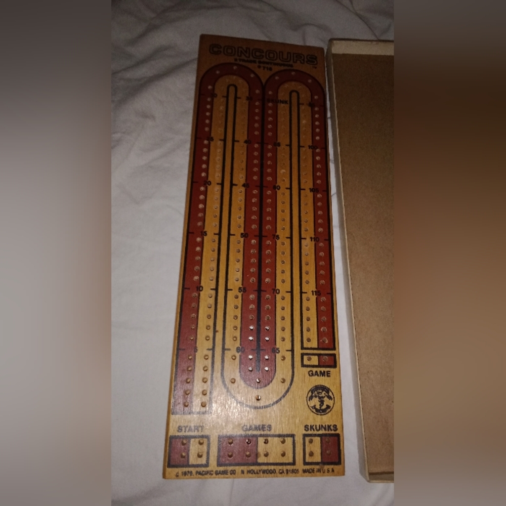Vintage Retro Cribbage Board by Pacific Game Co. Hollywood CA Concours